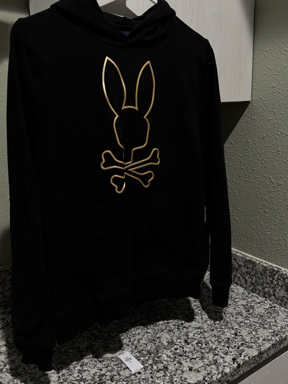 Psycho Bunny Black Crewneck Sweatshirt with Gold Bunny Logo